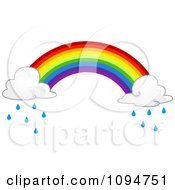 Poster, Art Print Of Rainbow With Rain Clouds On The Ends