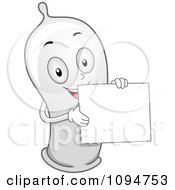 Clipart Happy Condom Holding A Blank Sign Royalty Free Vector Illustration by BNP Design Studio