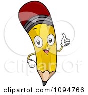 Clipart Happy Yellow Eraser Tip Pencil Holding A Thumb Up Royalty Free Vector Illustration