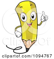 Clipart Happy Yellow Pencil Holding A Thumb Up Royalty Free Vector Illustration