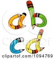 Poster, Art Print Of Pencils Forming Lowercase Letters A Through D