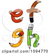 Poster, Art Print Of Pencils Forming Lowercase Letters E Through H