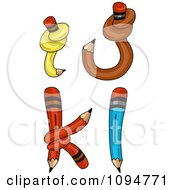 Clipart Pencils Forming Lowercase Letters I Through L Royalty Free Vector Illustration by BNP Design Studio