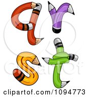 Clipart Pencils Forming Lowercase Letters Q Through T Royalty Free Vector Illustration
