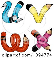 Clipart Pencils Forming Lowercase Letters U Through X Royalty Free Vector Illustration