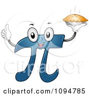 Clipart Happy Pi Character Holding A Pie And Thumb Up Royalty Free Vector Illustration by BNP Design Studio