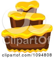 Poster, Art Print Of Funky Tiered Chocolate Cake With Yellow Frosting