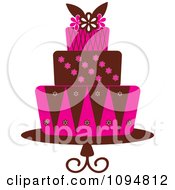 Poster, Art Print Of Pink And Brown Layered Fondant Designed Cake