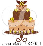 Poster, Art Print Of Yellow And Brown Layered Fondant Designed Cake