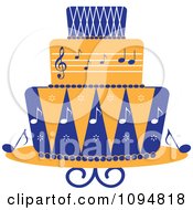 Poster, Art Print Of Blue And Orange Music Layered Fondant Designed Cake