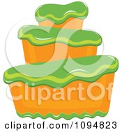 Clipart Funky Tiered Vanilla Cake With Green Frosting Royalty Free Vector Illustration