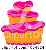 Poster, Art Print Of Funky Tiered Vanilla Cake With Pink Frosting