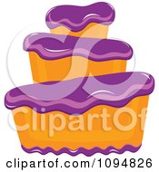 Poster, Art Print Of Funky Tiered Vanilla Cake With Purple Frosting