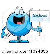 Clipart Planet Uranus Holding A Sign Royalty Free Vector Illustration