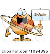 Clipart Planet Saturn Holding A Sign Royalty Free Vector Illustration