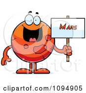 Clipart Planet Mars Holding A Sign Royalty Free Vector Illustration