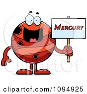 Clipart Planet Mercury Holding A Sign Royalty Free Vector Illustration