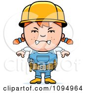 Clipart Mad Red Haired Handy Girl Royalty Free Vector Illustration