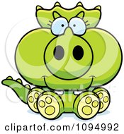 Clipart Green Baby Triceratops Sitting Royalty Free Vector Illustration