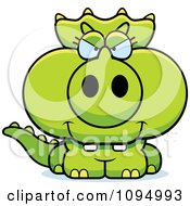 Clipart Sly Green Baby Triceratops Royalty Free Vector Illustration