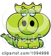 Poster, Art Print Of Depressed Green Baby Triceratops