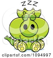 Poster, Art Print Of Green Baby Triceratops Sleeping