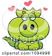 Clipart Green Baby Triceratops In Love Royalty Free Vector Illustration