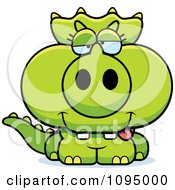 Clipart Drunk Green Baby Triceratops Royalty Free Vector Illustration