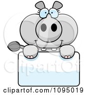 Clipart Rhino Holding A Sign Royalty Free Vector Illustration