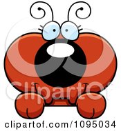 Clipart Red Ant Looking Over A Surface Royalty Free Vector Illustration