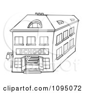 Poster, Art Print Of Outlined Two Story School Building
