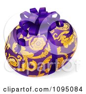 Poster, Art Print Of 3d Purple Floral Easter Egg With A Bow