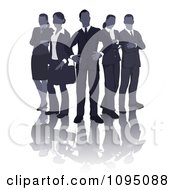 Poster, Art Print Of Blue Faceless Business Team And Reflection Standing In V Formation