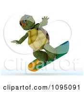 Poster, Art Print Of 3d Tortoise Snowboarding