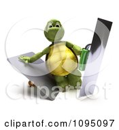 Poster, Art Print Of 3d Tortoise Holding Trowels