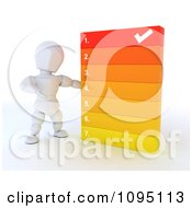 Poster, Art Print Of 3d White Character Going Over A Numbered List