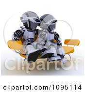 Poster, Art Print Of 3d Robot Couple Cuddling On A Sofa
