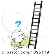 Poster, Art Print Of Contemplating Moodie Character Looking At A Ladder