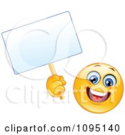 Happy Emoticon Smiley Face Holding A Blank Sign