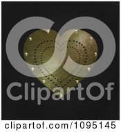 Poster, Art Print Of 3d Gold Riveted Heart On Black Leather