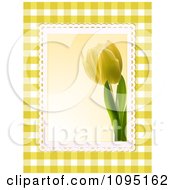 Clipart 3d Yellow Tulip And Lace Over Gingham Royalty Free Vector Illustration by elaineitalia