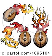 Poster, Art Print Of Three Flaming American Footballs