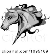 Poster, Art Print Of Gray Horse Head With Black Hair