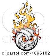 Poster, Art Print Of Aggressive Flaming Volleyball Ball Mascot