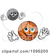 Clipart Orange And Gray Waving Basketballs Royalty Free Vector Illustration