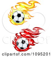 Poster, Art Print Of Soccer Balls With Yellow And Red Flames