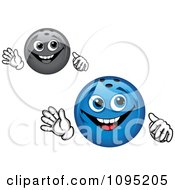Clipart Blue And Gray Waving Bowling Balls Royalty Free Vector Illustration