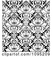 Poster, Art Print Of Black And White Triangular Damask Pattern Seamless Background 13
