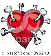 Poster, Art Print Of Red Heart Jabbed With Nails