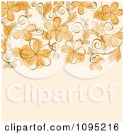 Clipart Orange And Tan Floral Background Royalty Free Vector Illustration